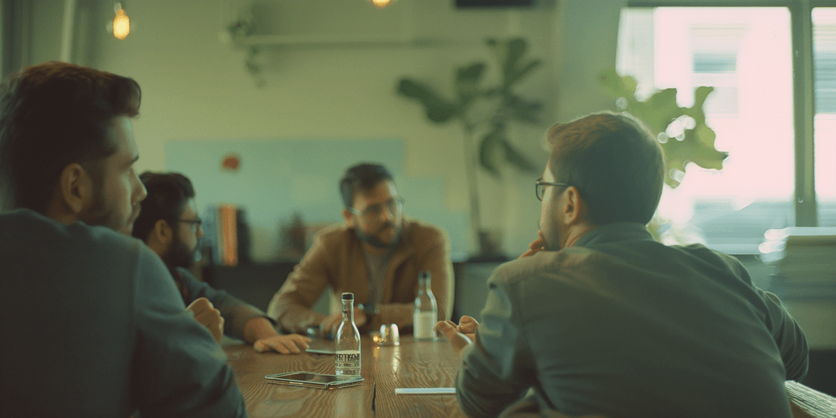Tree branches reach towards a clear, blue sky.